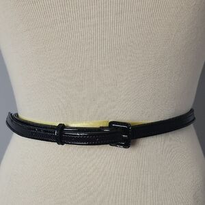 ANN TAYLOR Purple Black Patent Skinny Office Dress Professional Accessory Belt L